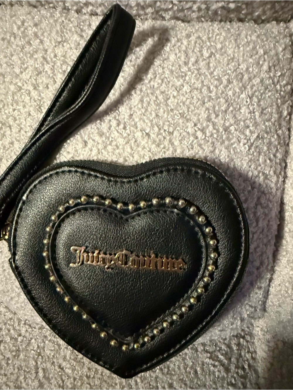 Juicy Couture Black Heart Wristlet with Gold Logo